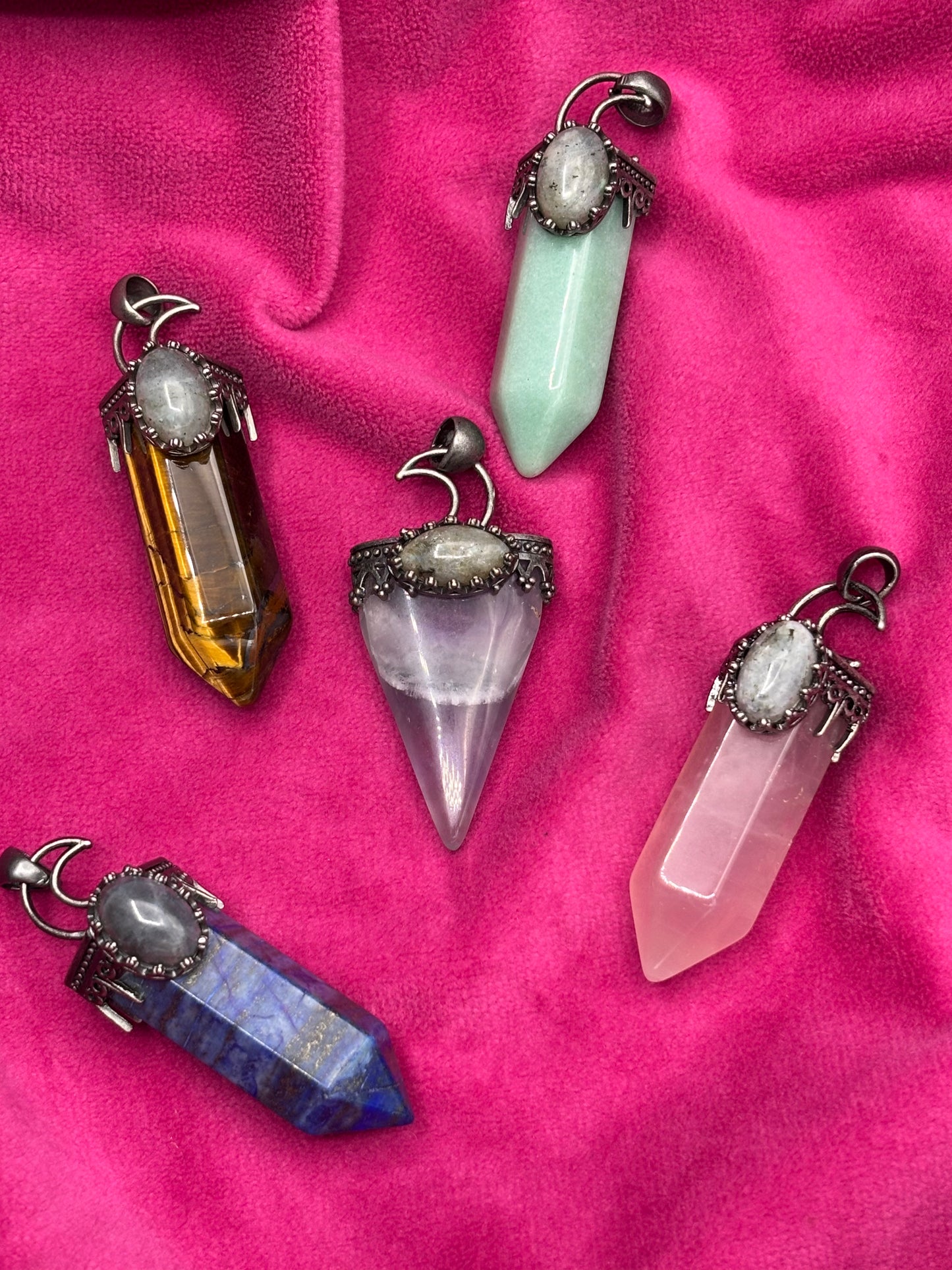 Moon & Crystal Point Pendants