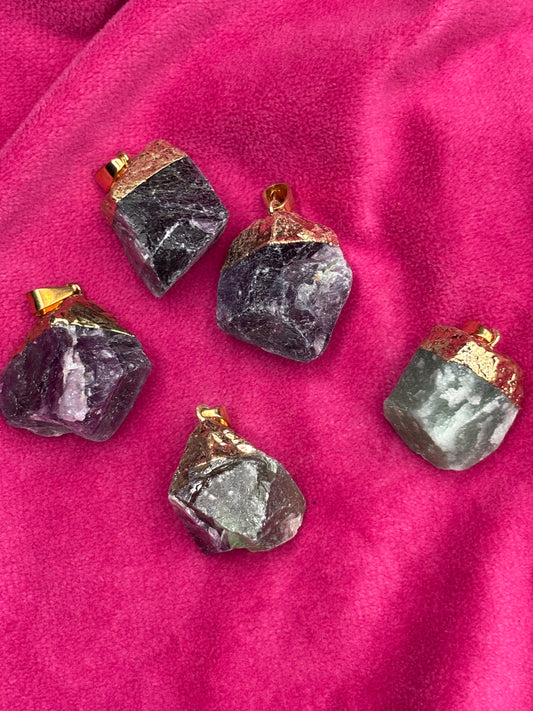 Raw Fluorite Pendants