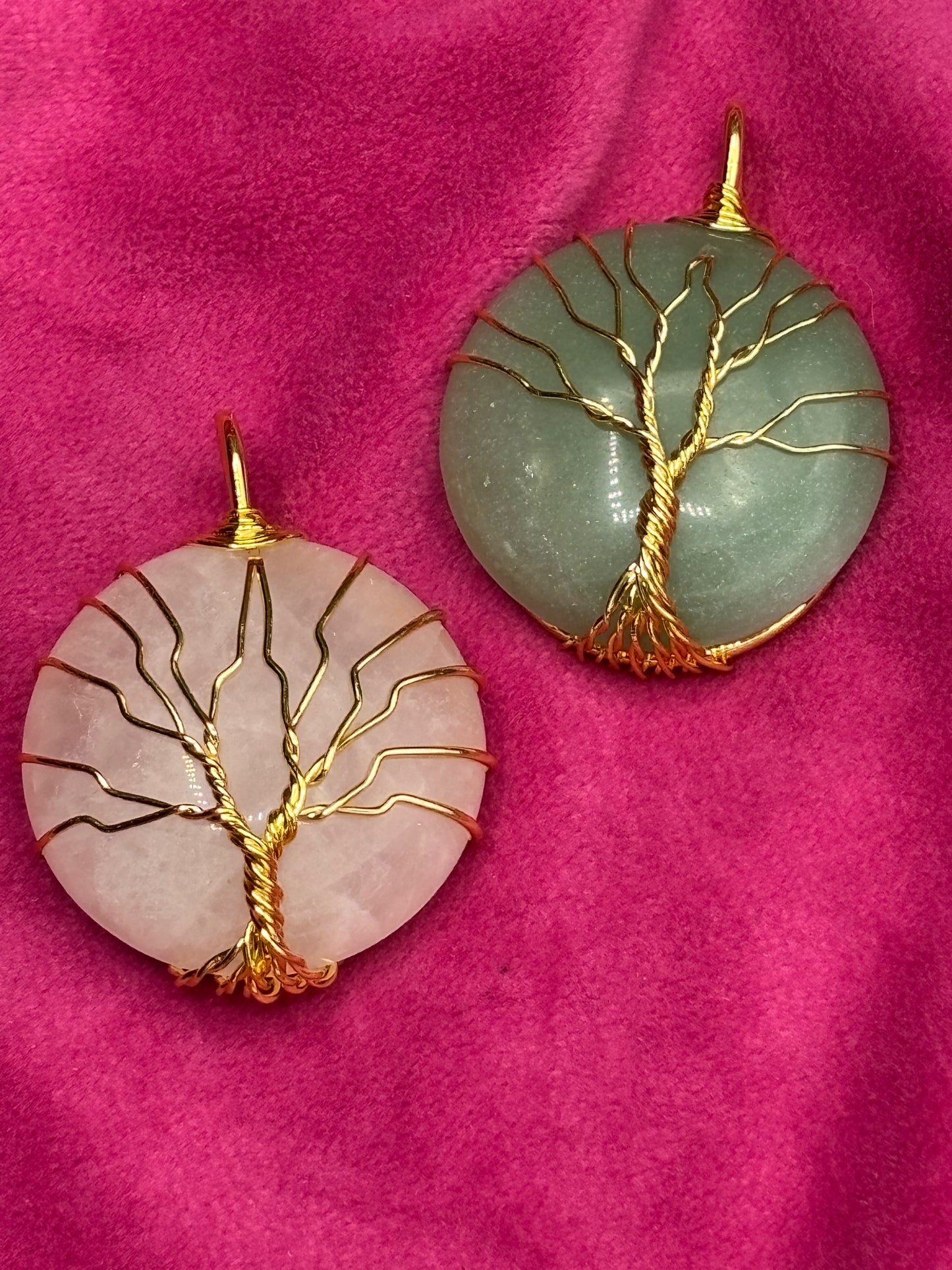 Wire wrapped Tree of Life crystal Pendants