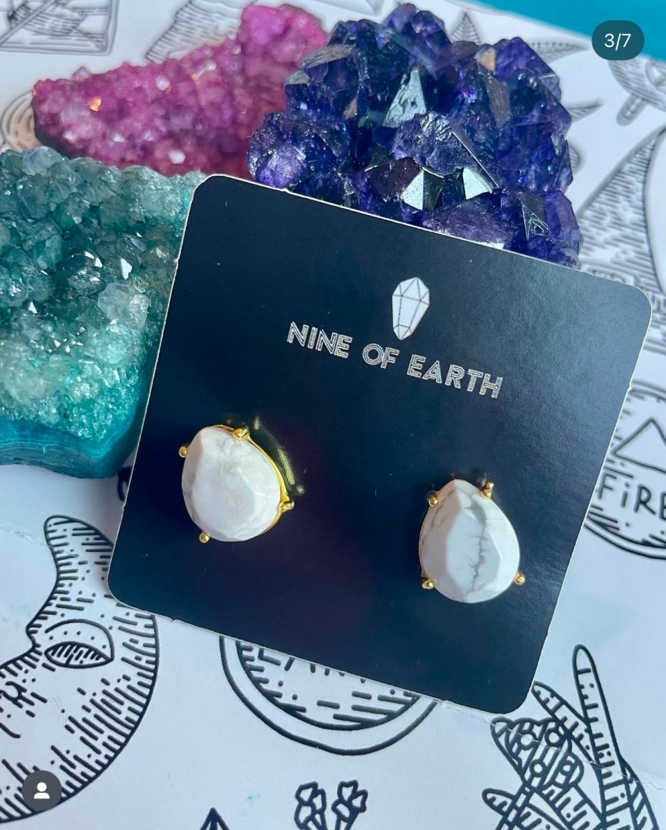 Howlite Earrings - Nine of Earth