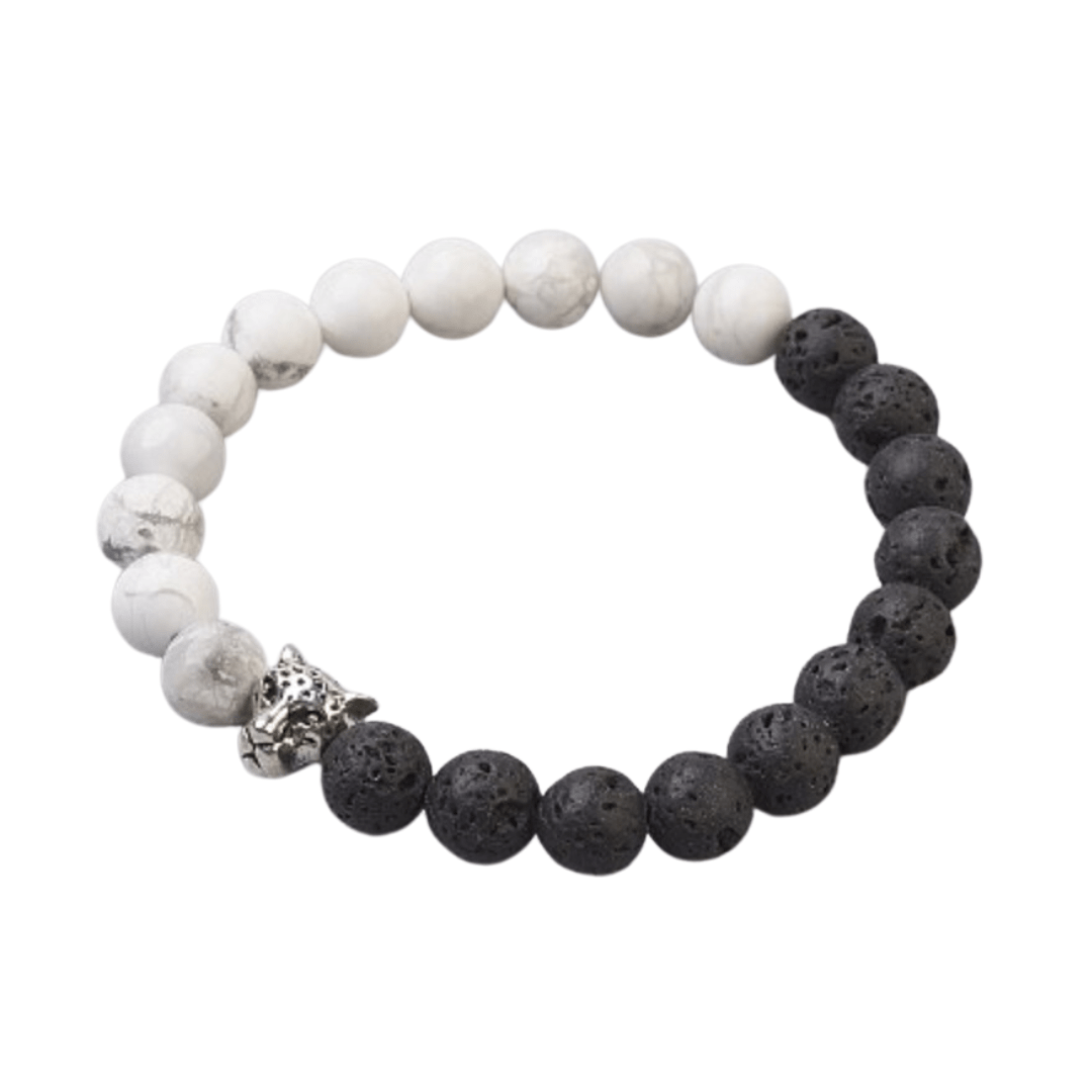 Leopard Bracelet with Howlite & Lava Rock - Nine of Earth