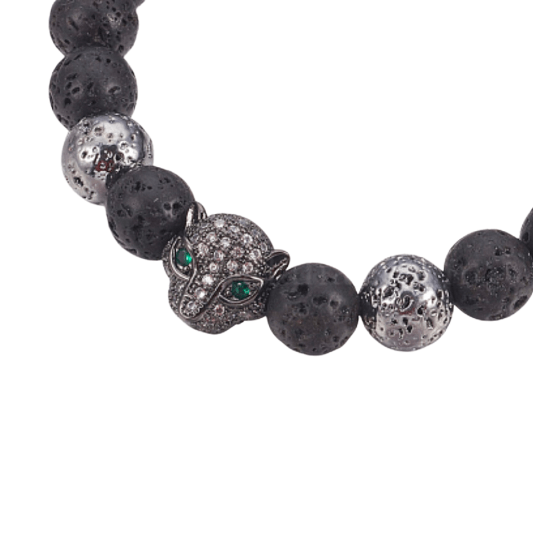 Leopard Bracelet with Lava Rock - Nine of Earth