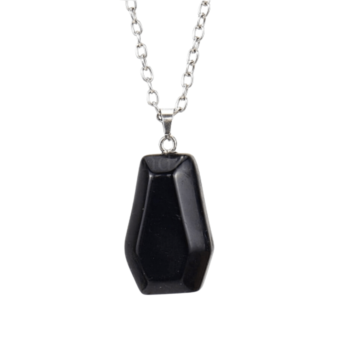 Obsidian Coffin Pendant Necklace - Nine of Earth