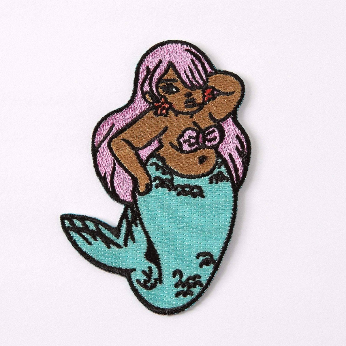 Chubby Mermaid Embroidered Iron On Patch by Punky Pins - Nine of Earth