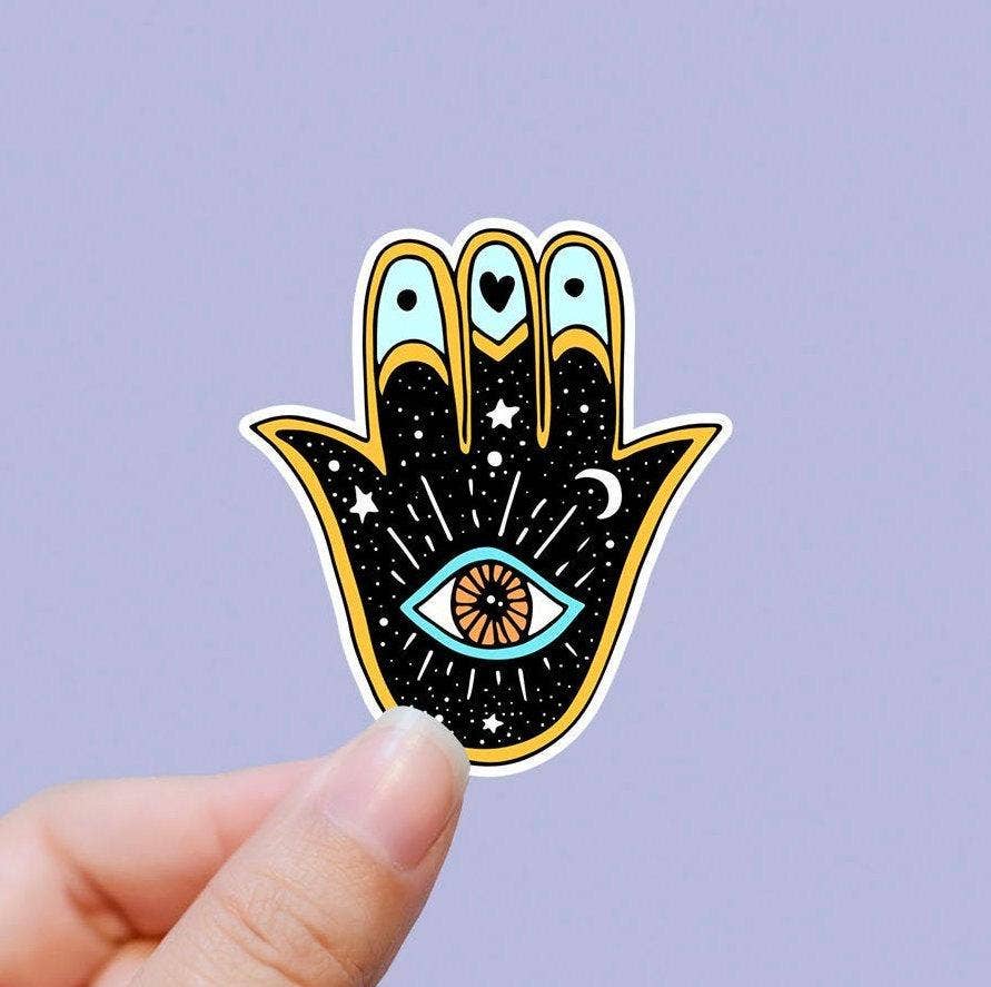 Galaxy Hamsa Hand Vinyl Sticker - Nine of Earth