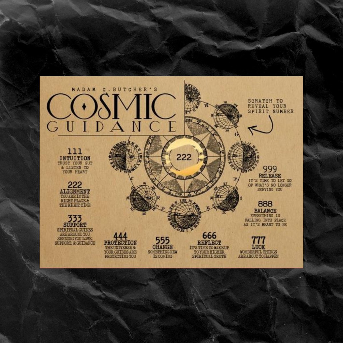 Scratch Off "Cosmic Guidance" Angel Number Novelty Card - Nine of Earth