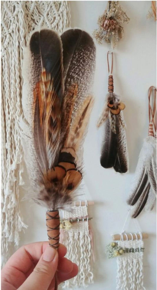 Turkey Feather Cleansing Fan/wand - Nine of Earth