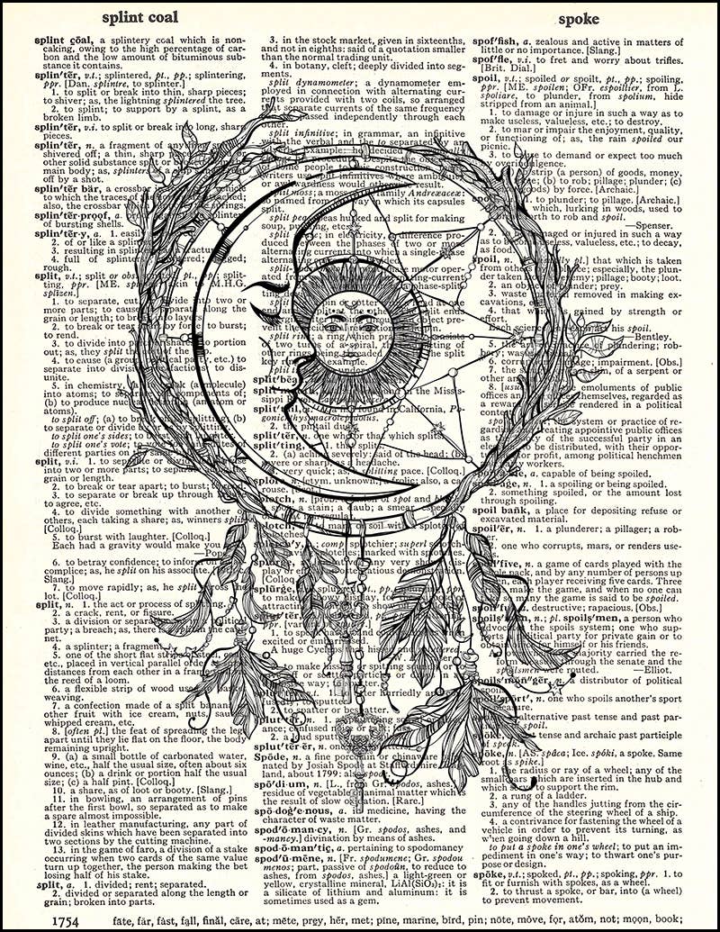 Moon Dream Catcher Dictionary Print - Nine of Earth